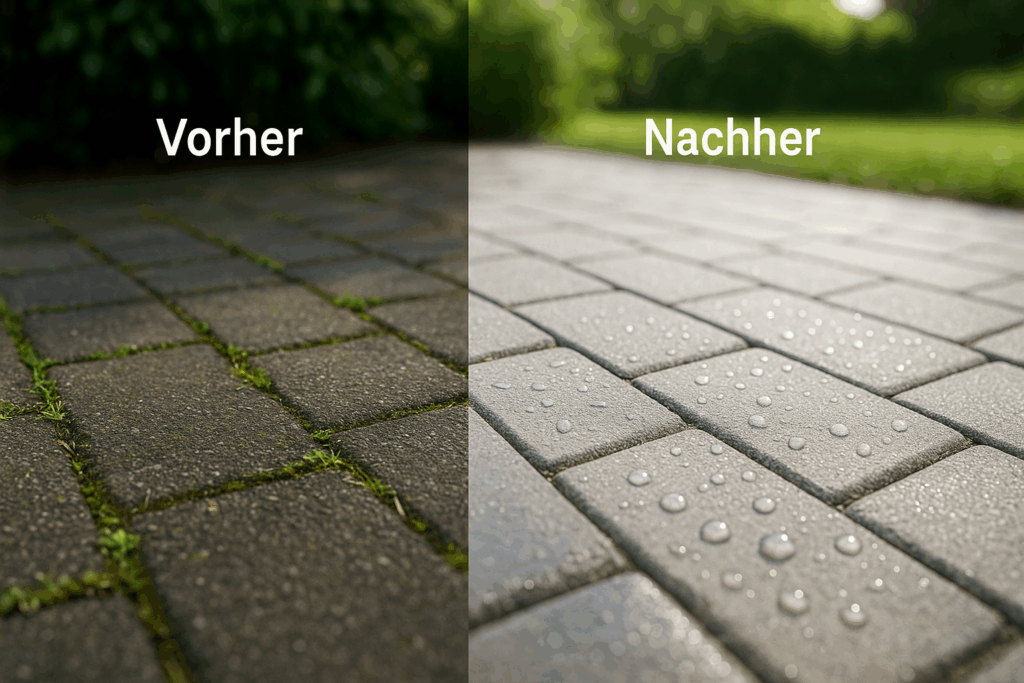 Hofeinfahrt / Steinreinigung in Zürich / Pflasterstein